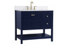 Elegant Decor VF16436BL-BS 36 inch Single Bathroom Vanity in Blue with Backsplash