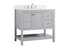 Elegant Decor VF16436GR-BS 36 inch Single Bathroom Vanity in Gray with Backsplash