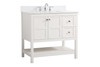 Elegant Decor VF16436WH-BS 36 inch Single Bathroom Vanity in White with Backsplash