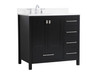Elegant Decor VF18836BK-BS 36 inch Single Bathroom Vanity in Black with Backsplash