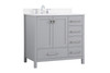 Elegant Decor VF18836GR-BS 36 inch Single Bathroom Vanity in Gray with Backsplash