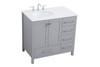 Elegant Decor VF18836GR-BS 36 inch Single Bathroom Vanity in Gray with Backsplash