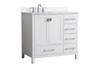 Elegant Decor VF18836WH-BS 36 inch Single Bathroom Vanity in White with Backsplash