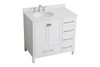 Elegant Decor VF18836WH-BS 36 inch Single Bathroom Vanity in White with Backsplash