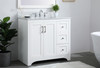 Elegant Decor VF17036WH-BS 36 inch Single Bathroom Vanity in White with Backsplash