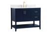 Elegant Decor VF16042BL-BS 42 inch Single Bathroom Vanity in Blue with Backsplash