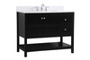 Elegant Decor VF16442BK-BS 42 inch Single Bathroom Vanity in Black with Backsplash