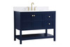Elegant Decor VF16442BL-BS 42 inch Single Bathroom Vanity in Blue with Backsplash