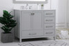 Elegant Decor VF18842GR-BS 42 inch Single Bathroom Vanity in Gray with Backsplash