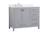 Elegant Decor VF18842GR-BS 42 inch Single Bathroom Vanity in Gray with Backsplash