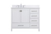 Elegant Decor VF18842WH-BS 42 inch Single Bathroom Vanity in White with Backsplash