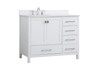 Elegant Decor VF18842WH-BS 42 inch Single Bathroom Vanity in White with Backsplash