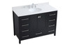 Elegant Decor VF18848BK-BS 48 inch Single Bathroom Vanity in Black with Backsplash