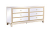 Elegant Décor MF73672G Reflexion 72 in. mirrored six drawer chest in gold