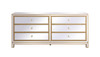 Elegant Décor MF73672G Reflexion 72 in. mirrored six drawer chest in gold