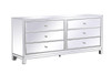 Elegant Décor MF73672S Reflexion 72 in. mirrored six drawer chest in antiqueSilver