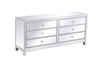 Elegant Décor MF73672S Reflexion 72 in. mirrored six drawer chest in antiqueSilver Elegant Décor MF73672S Reflexion 72 in. mirrored six drawer chest in antiqueSilver