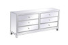 Elegant Décor MF73672S Reflexion 72 in. mirrored six drawer chest in antiqueSilver