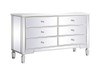 Elegant Decor MF6-1036AW 60 inch mirrored 6 drawer chest in antique white