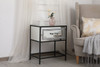 Elegant Decor MF73015BK 21 inch mirrored one drawer end table in black Elegant Decor MF73015BK 21 inch mirrored one drawer end table in black