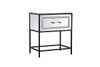 Elegant Decor MF73015BK 21 inch mirrored one drawer end table in black Elegant Decor MF73015BK 21 inch mirrored one drawer end table in black