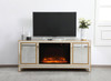 Elegant Decor MF701G-F1 Reflexion 60 in. mirrored tv stand with wood fireplace in gold