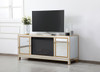 Elegant Decor MF701G-F1 Reflexion 60 in. mirrored tv stand with wood fireplace in gold