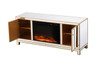 Elegant Decor MF701G-F1 Reflexion 60 in. mirrored tv stand with wood fireplace in gold