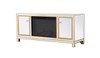 Elegant Decor MF701G-F1 Reflexion 60 in. mirrored tv stand with wood fireplace in gold