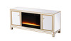 Elegant Decor MF701G-F2 Reflexion 60 in. mirrored tv stand with crystal fireplace in gold