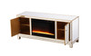 Elegant Decor MF701G-F2 Reflexion 60 in. mirrored tv stand with crystal fireplace in gold