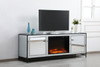 Elegant Decor MF70172BK-F1 James 72 in. mirrored tv stand with wood fireplace in black