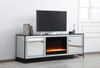 Elegant Decor MF70172BK-F2 James 72 in. mirrored tv stand with crystal fireplace in black