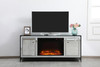 Elegant Décor MF701BK-F1 James 60 in. mirrored tv stand with wood fireplace in black