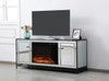 Elegant Décor MF701BK-F1 James 60 in. mirrored tv stand with wood fireplace in black