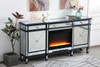 Elegant Décor MF61072BL-F2 Contempo 72 in. mirrored credenza with crystal fireplace in blue