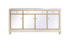 Elegant Decor MF72072G Reflexion 72 in. mirrored credenza in gold