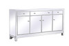 Elegant Décor MF72072S Reflexion 72 in. mirrored credenza in antiqueSilver Elegant Décor MF72072S Reflexion 72 in. mirrored credenza in antiqueSilver