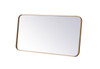 Elegant Decor MR801836BR Soft corner metal rectangular mirror 18x36 inch in Brass