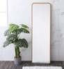 Elegant Decor MR801860BR Soft corner metal rectangular mirror 18x60 inch in Brass