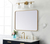 Elegant Decor MR802736BR Soft corner metal rectangular mirror 27x36 inch in Brass