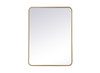 Elegant Decor MR802736BR Soft corner metal rectangular mirror 27x36 inch in Brass