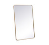 Elegant Decor MR803048BR Soft corner metal rectangular mirror 30x48 inch in Brass