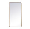 Elegant Decor MR803060BR Soft corner metal rectangular mirror 30x60 inch in Brass