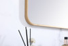 Elegant Decor MR803636BR Soft corner metal rectangular mirror 36x36 inch in Brass
