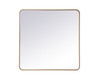 Elegant Decor MR803636BR Soft corner metal rectangular mirror 36x36 inch in Brass