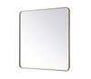 Elegant Decor MR803636BR Soft corner metal rectangular mirror 36x36 inch in Brass