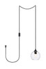 Living District LDPG2280 Cashel 1 light Black and Clear glass plug-in pendant