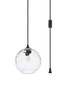 Living District LDPG2281 Cashel 1 light Black and Clear glass plug-in pendant