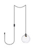 Living District LDPG2281 Cashel 1 light Black and Clear glass plug-in pendant